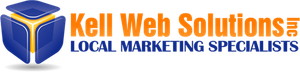 A logo for kell web solutions local marketing specialists