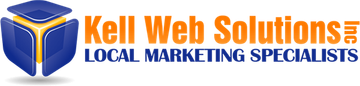 A logo for kell web solutions local marketing specialists