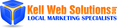 A logo for kell web solutions local marketing specialists