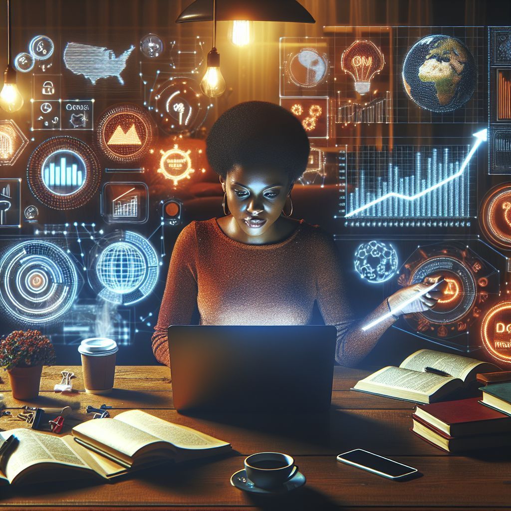 A female is sitting at a desk using a laptop computer.f