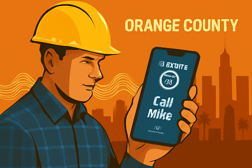 Illustration of an AI assistant quoting a contractor’s brand via voice search