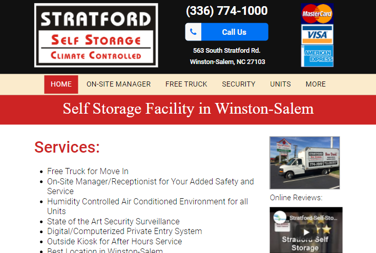 A website for stratford self storage in winston-salem