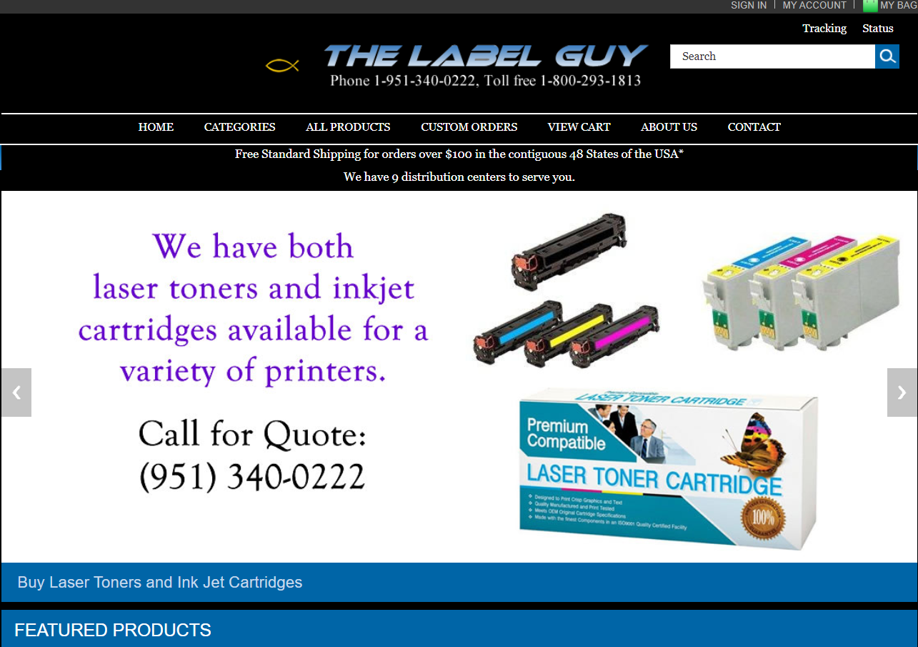 A website called the label guy offers both laser toners and inkjet cartridges for a variety of printers