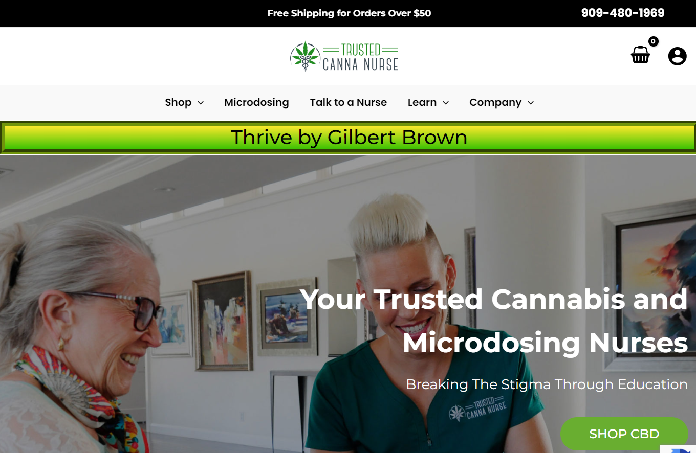 A screenshot of a website for a company called thrive by gilbert brown.