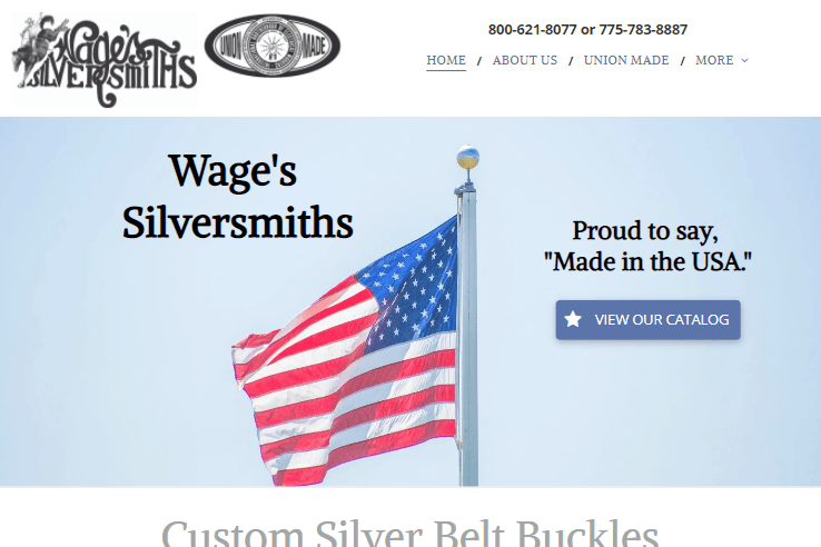 A website for wage 's silversmiths shows an american flag