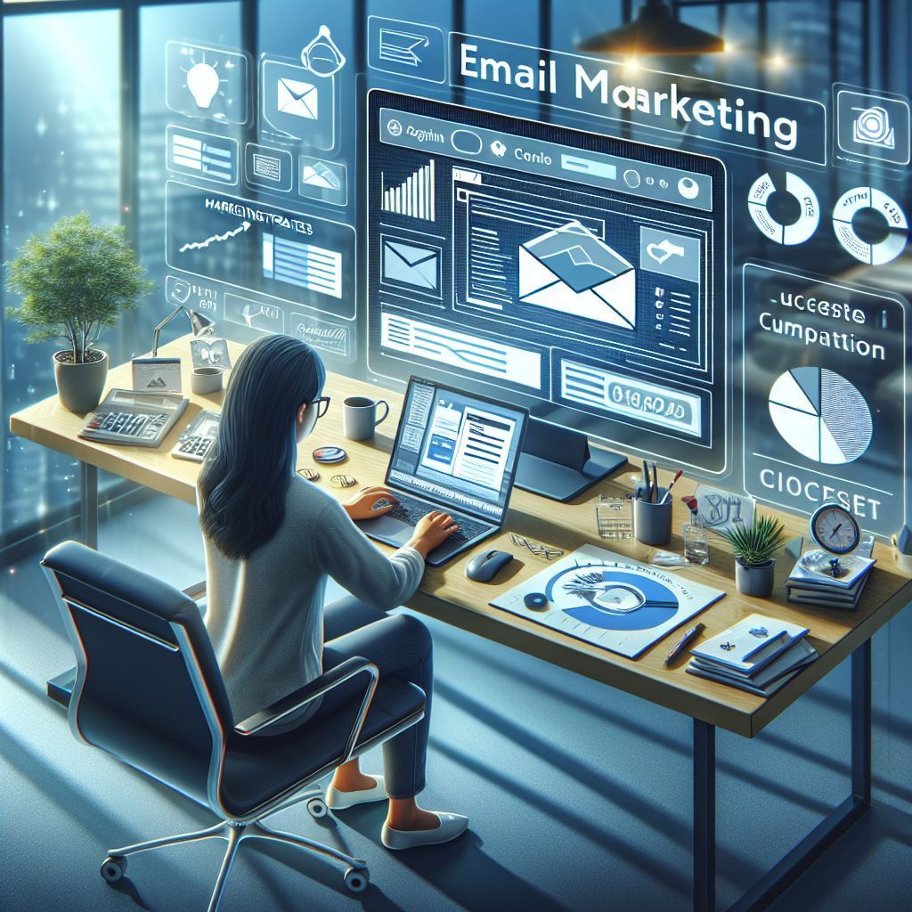 A woman is sitting at a desk using a laptop and a computer.