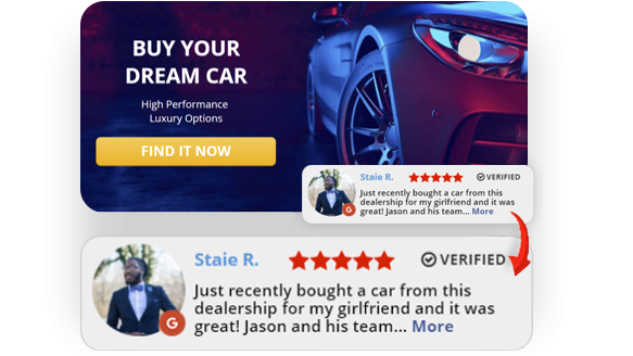Social Proof on website, showing verified review