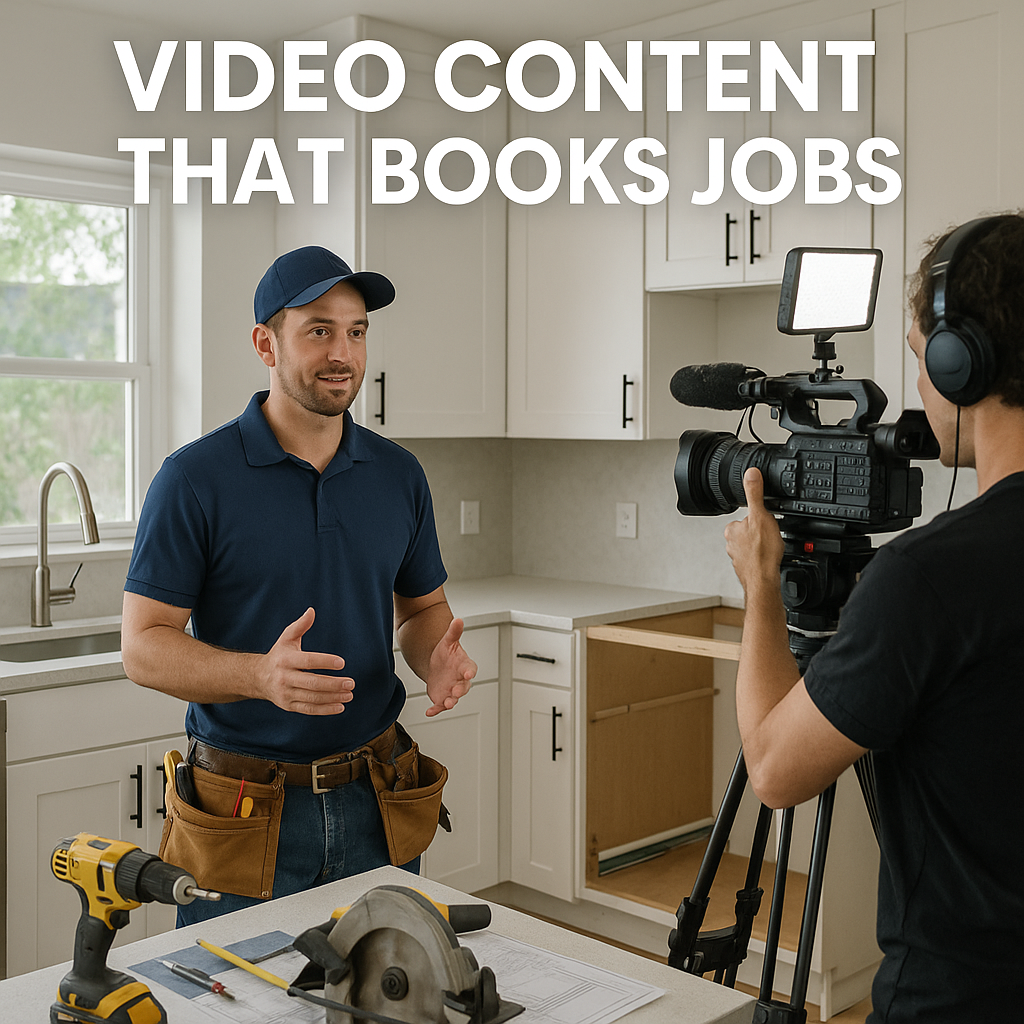 A man is being filmed in a kitchen by a cameraman.