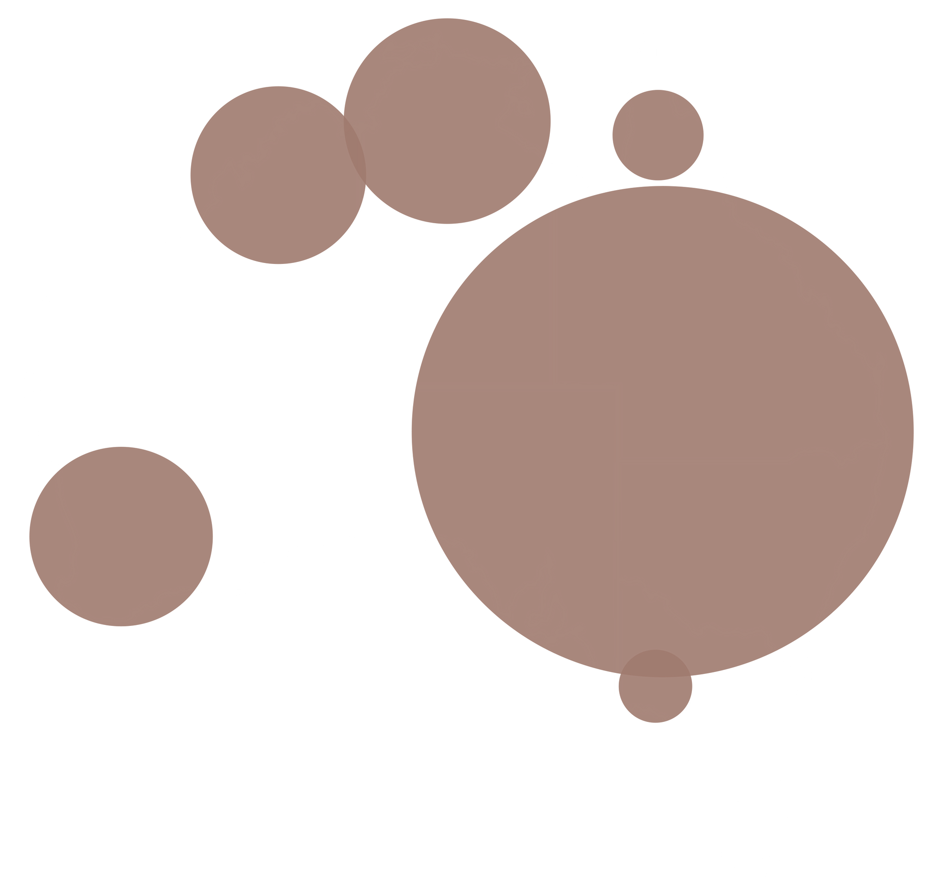 A group of brown circles on a white background.