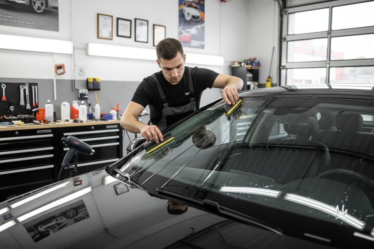 Ceramic windshield tint installation