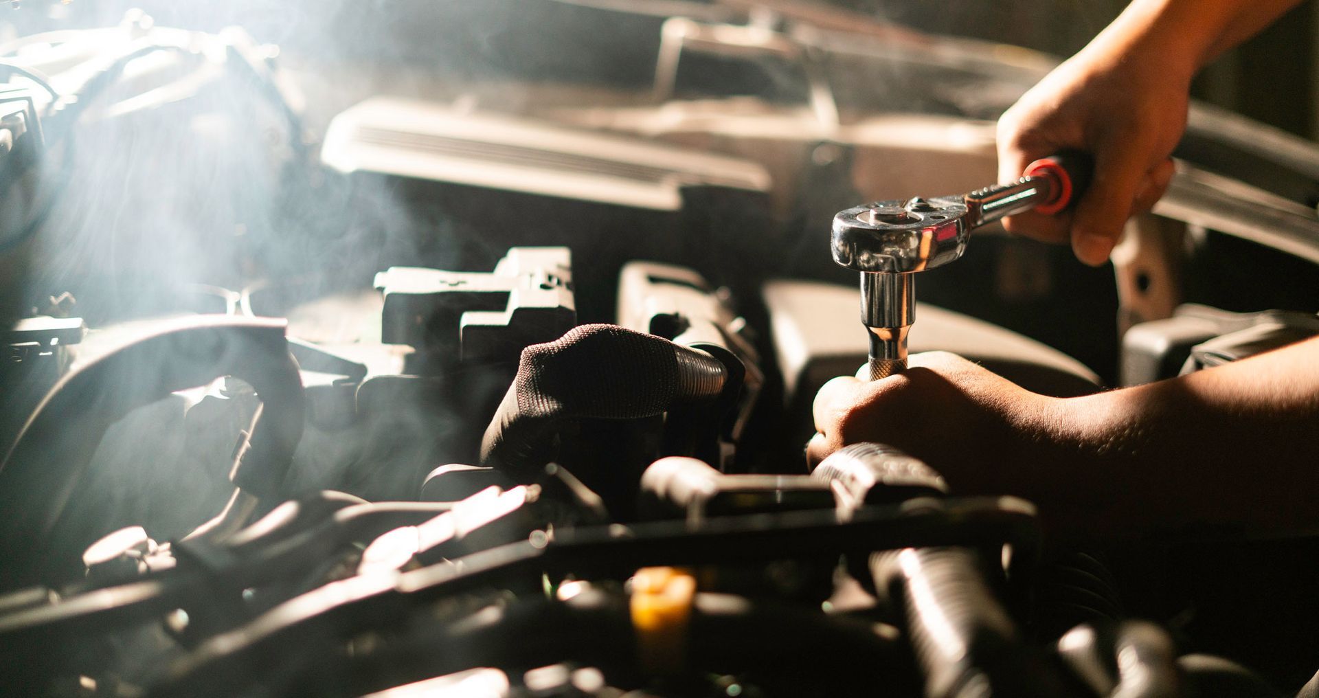 Mechanic Works On Car Engine — Lancaster, CA — Wayne & Dave's Automotive