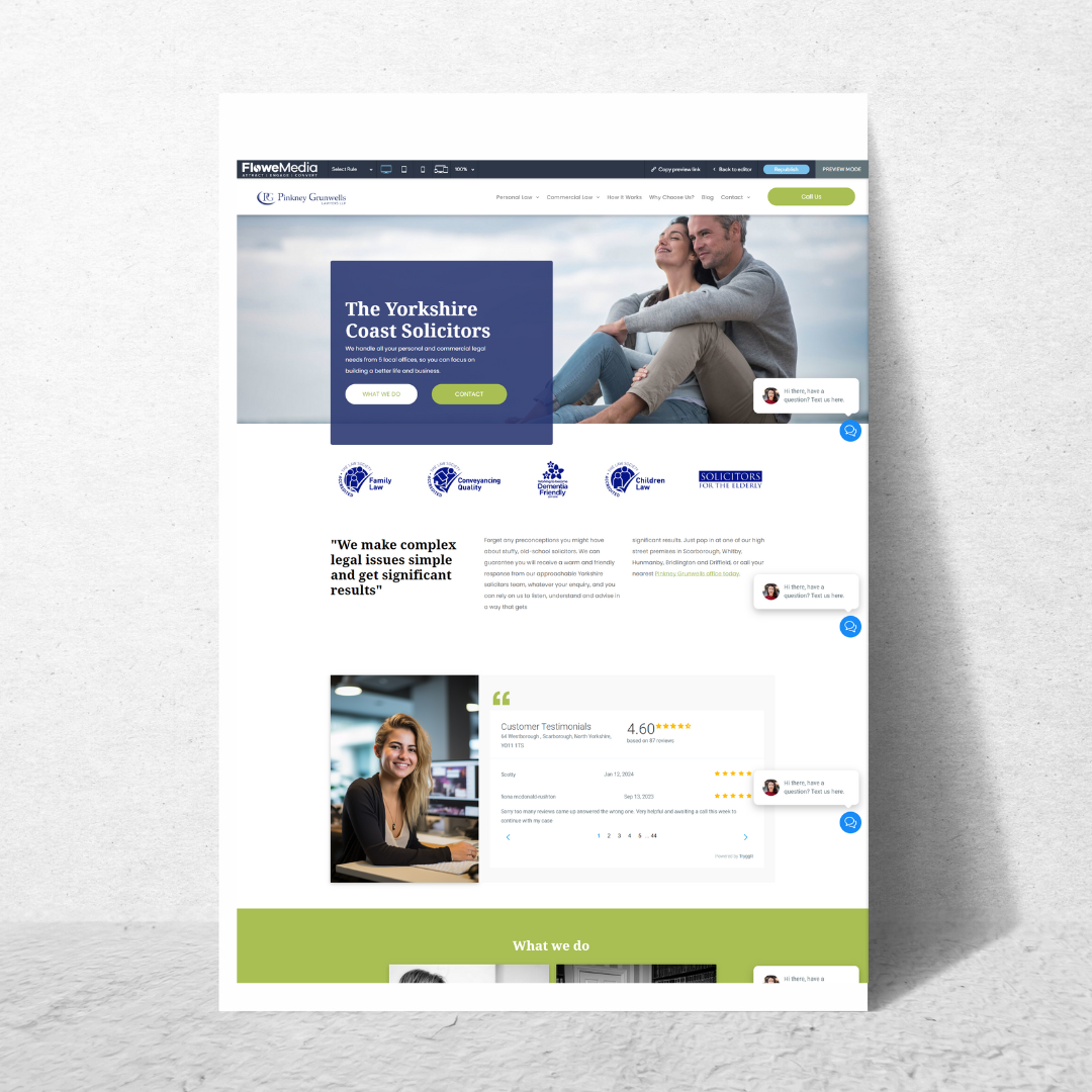 solicitor web design with a picture of a man and woman on it