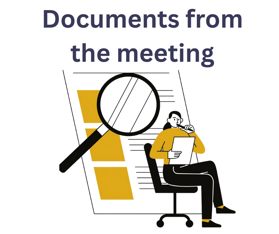 Person reading a document, behind the person, you can see the document with a magnifying glass