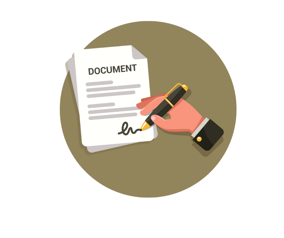 Hand signing a document