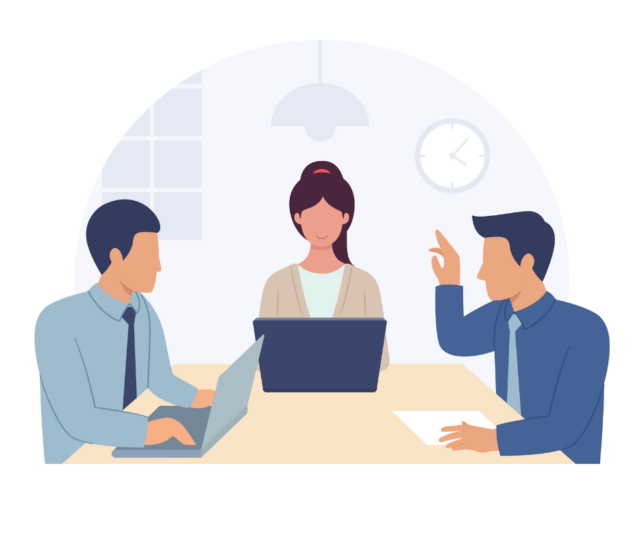 People talking around the table