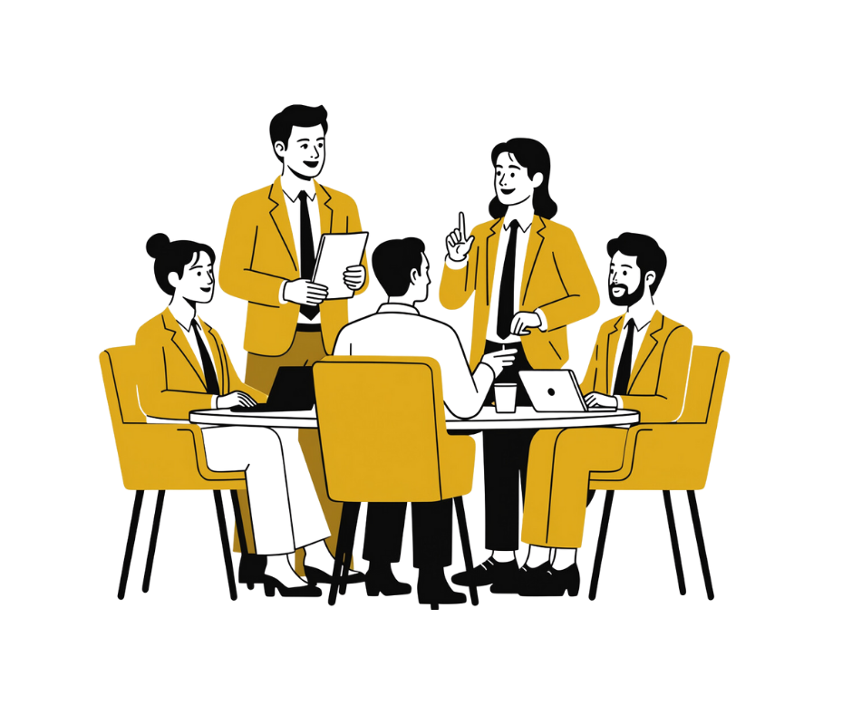 People sitting around the table at work