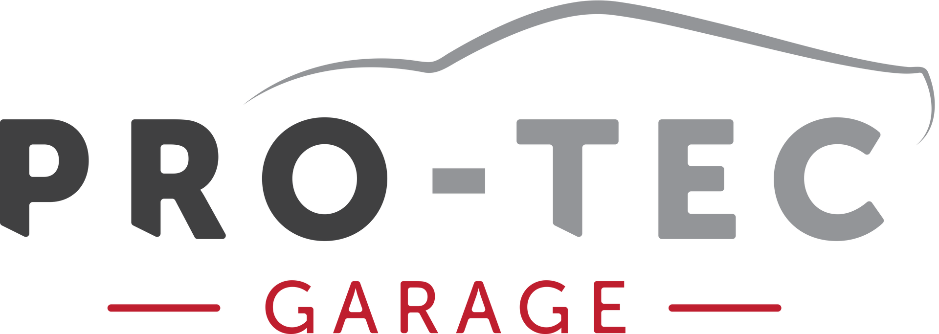 a logo for pro-tec garage with a car having a ceramic coating applied