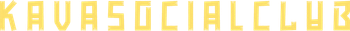 The word kava social club is written in gold on a white background.