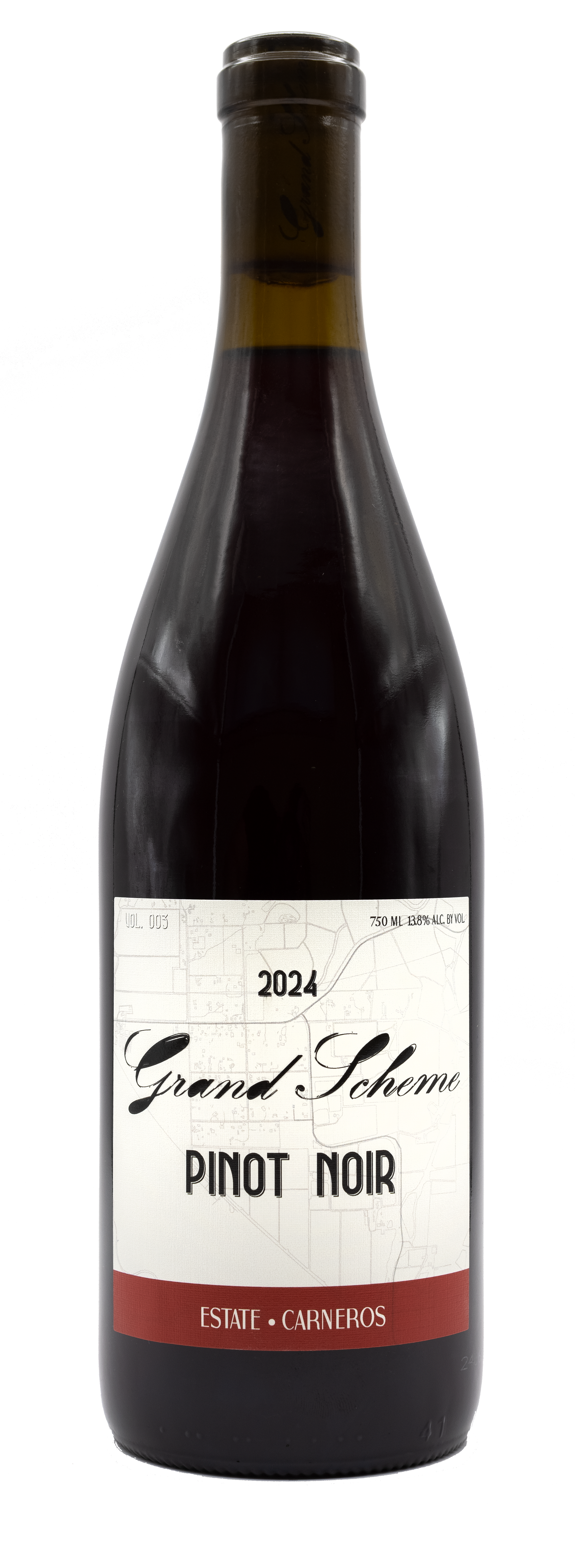 2024 Estate Carneros Pinot Noir wine with a white label on a white background.