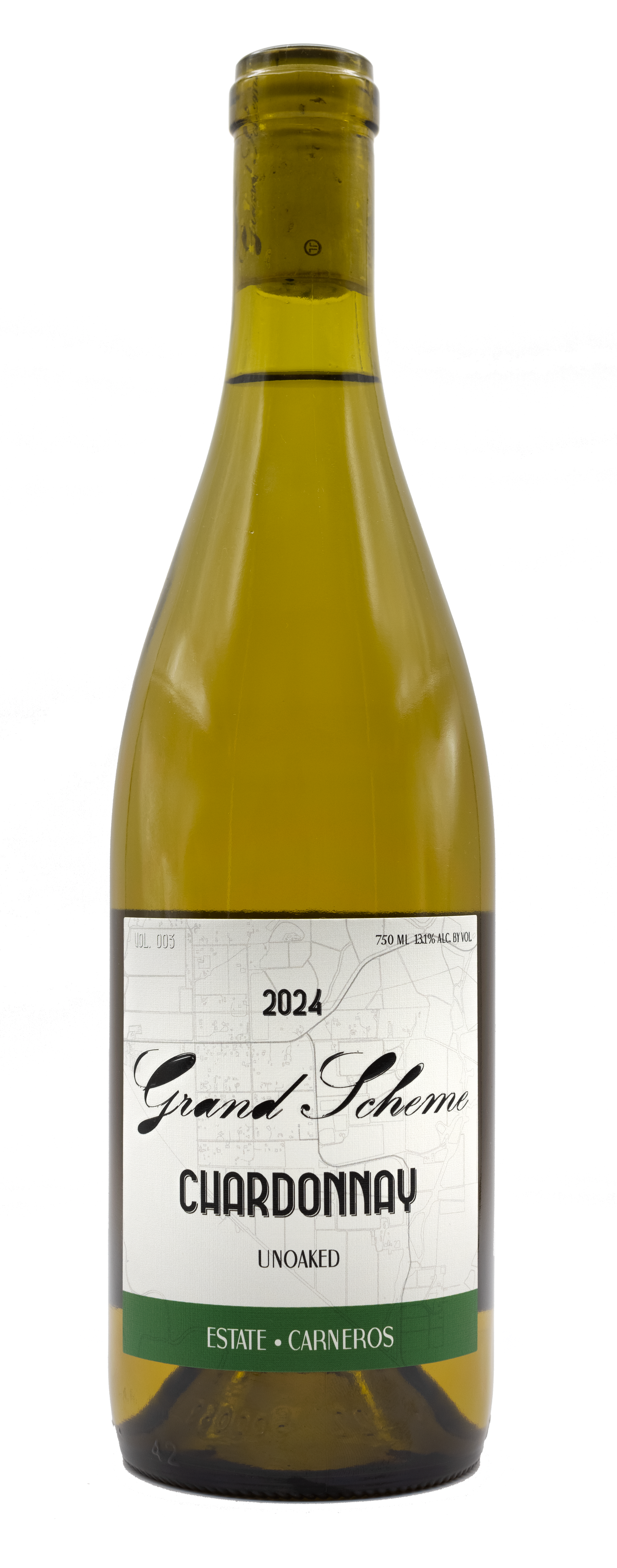 2024 Estate Carneros Chardonnay wine with a white label on a white background.