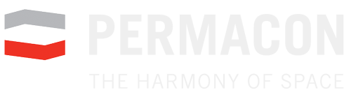 Un logo pour une entreprise appelée permacon l'harmonie de l'espace.