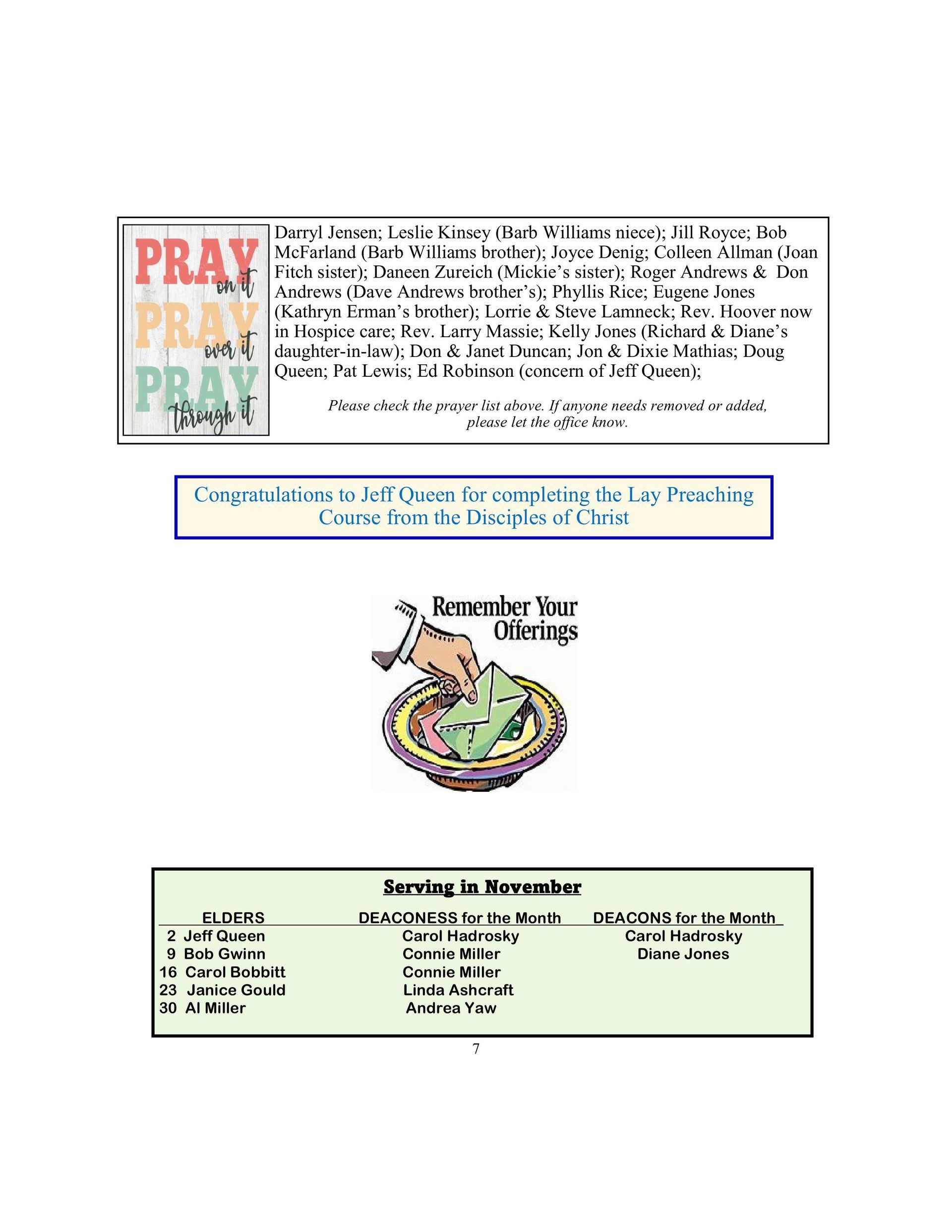 Top: prayer card with the words 