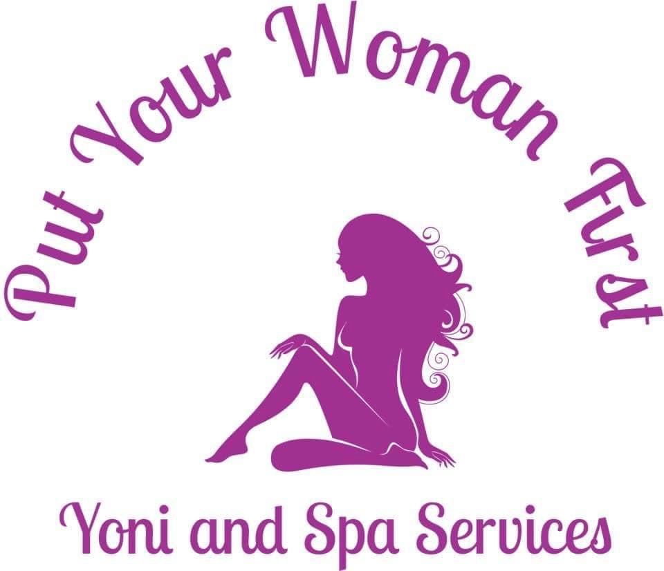 a purple logo for yoni and spa services with a silhouette of a woman