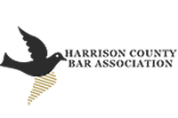 The harrison county bar association logo has a bird on it.