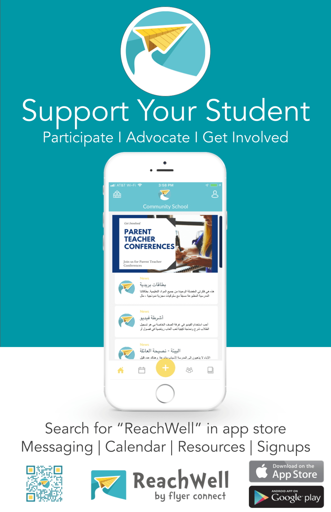 A phone with a support your student app on it.