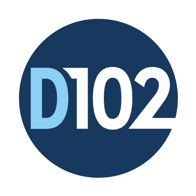 A blue circle with the number d102 on it