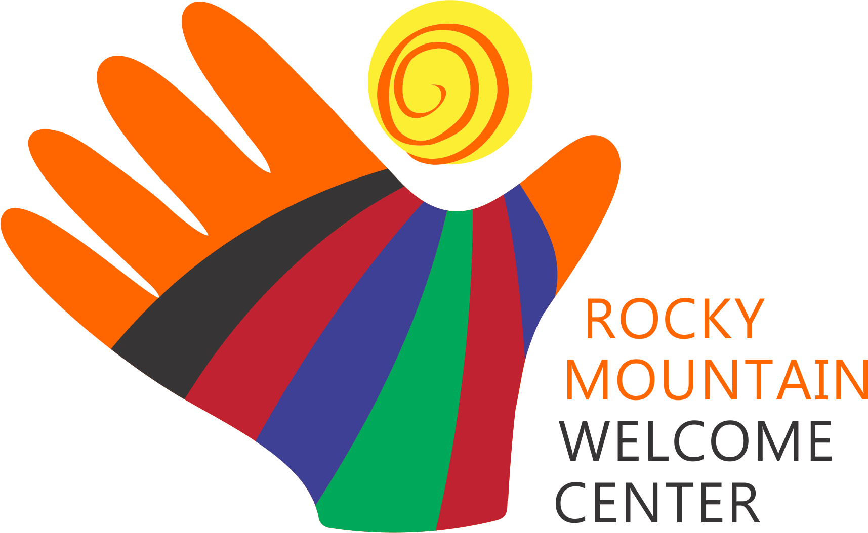 A colorful logo for rocky mountain welcome center