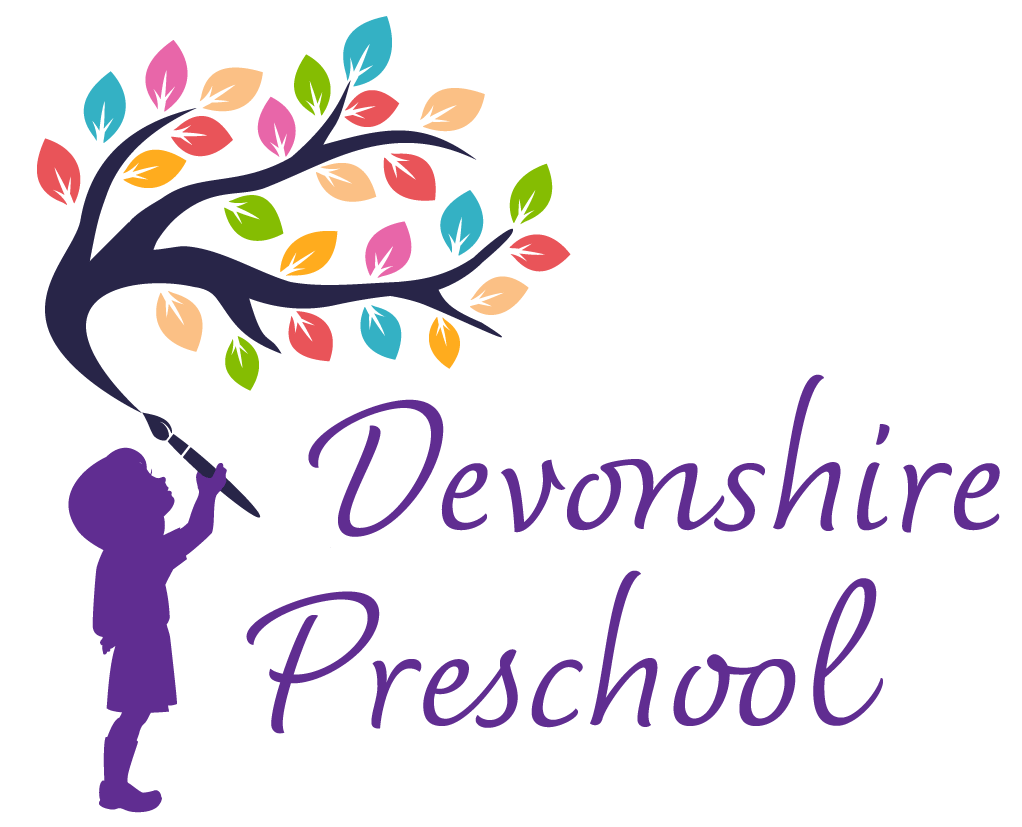 The logo for Devonshire Preschool shows a child painting a tree.