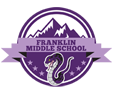 The logo for franklin middle school has a snake and mountains in the background.