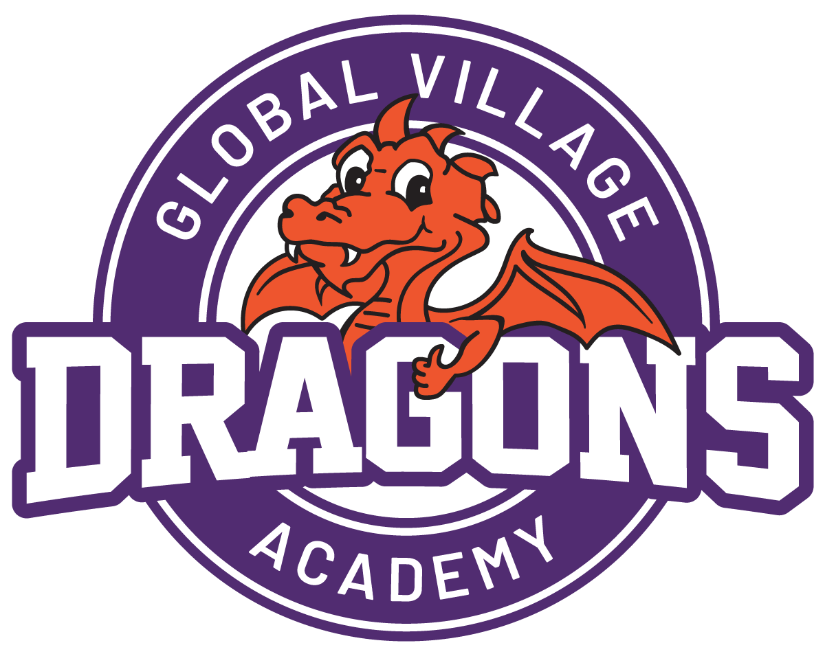 A logo for the global village dragons academy