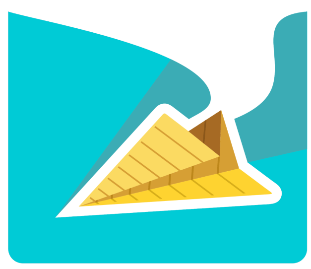 An illustration of a pyramid on a blue background
