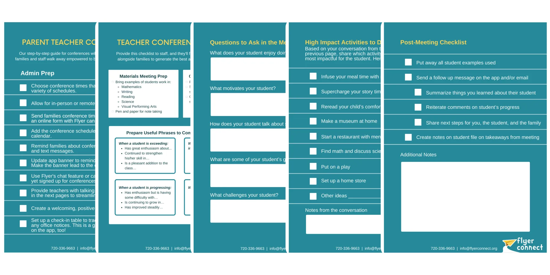 A set of four blue papers with a yellow border