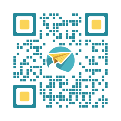 A qr code with a paper airplane in the middle