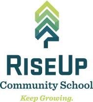 The logo for riseup community school is a community school that keeps growing.