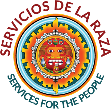 A logo for servicios de la raza services for the people