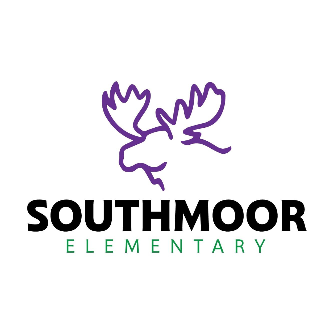 A logo for southmoor elementary school with a moose on it.