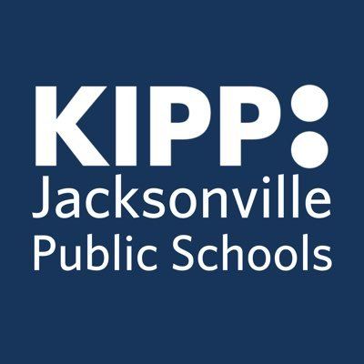 The logo for kipps jacksonville public schools is on a blue background.