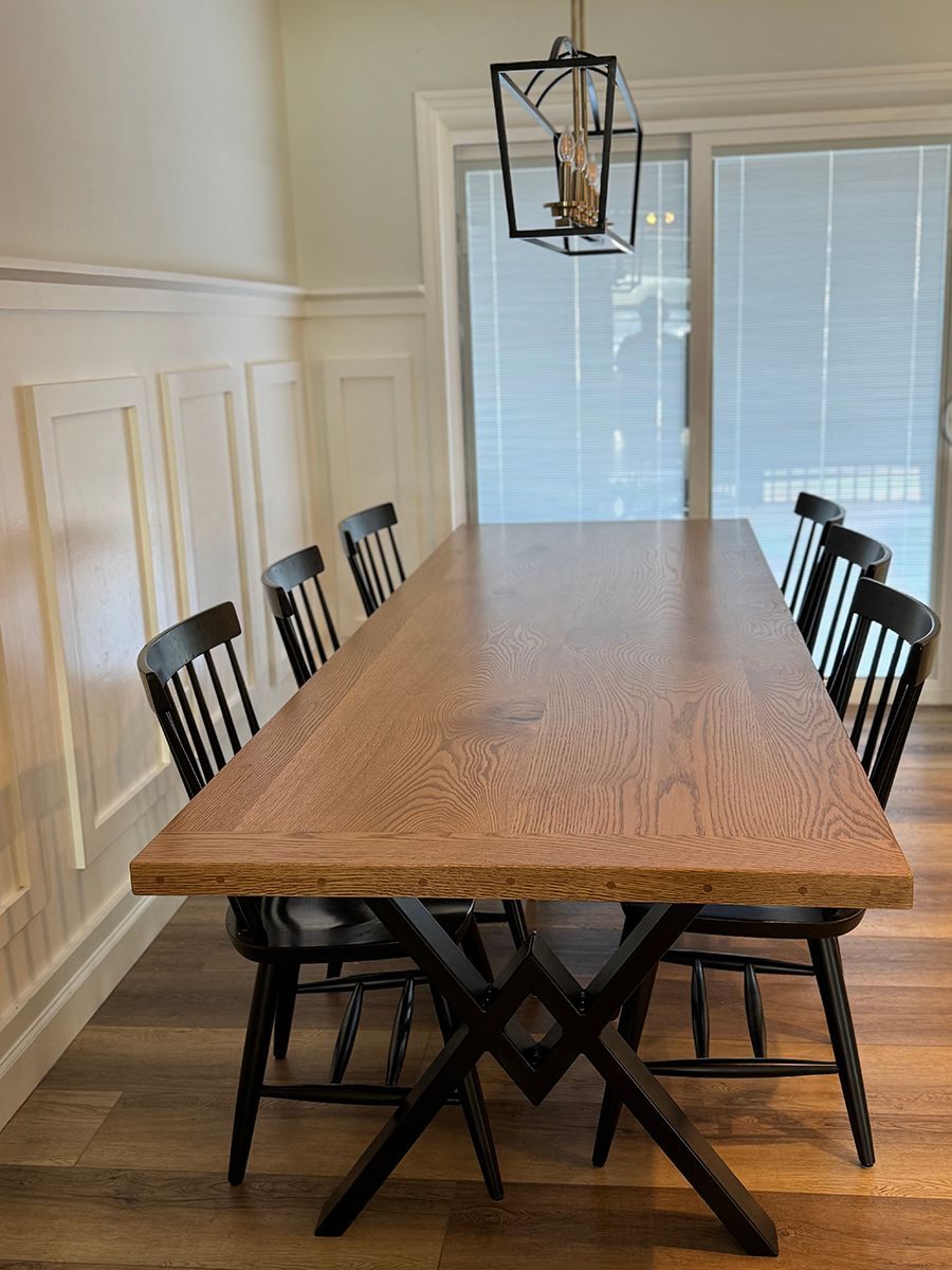 White Oak Wood Farmhouse Dining Room Table & Optional Bench