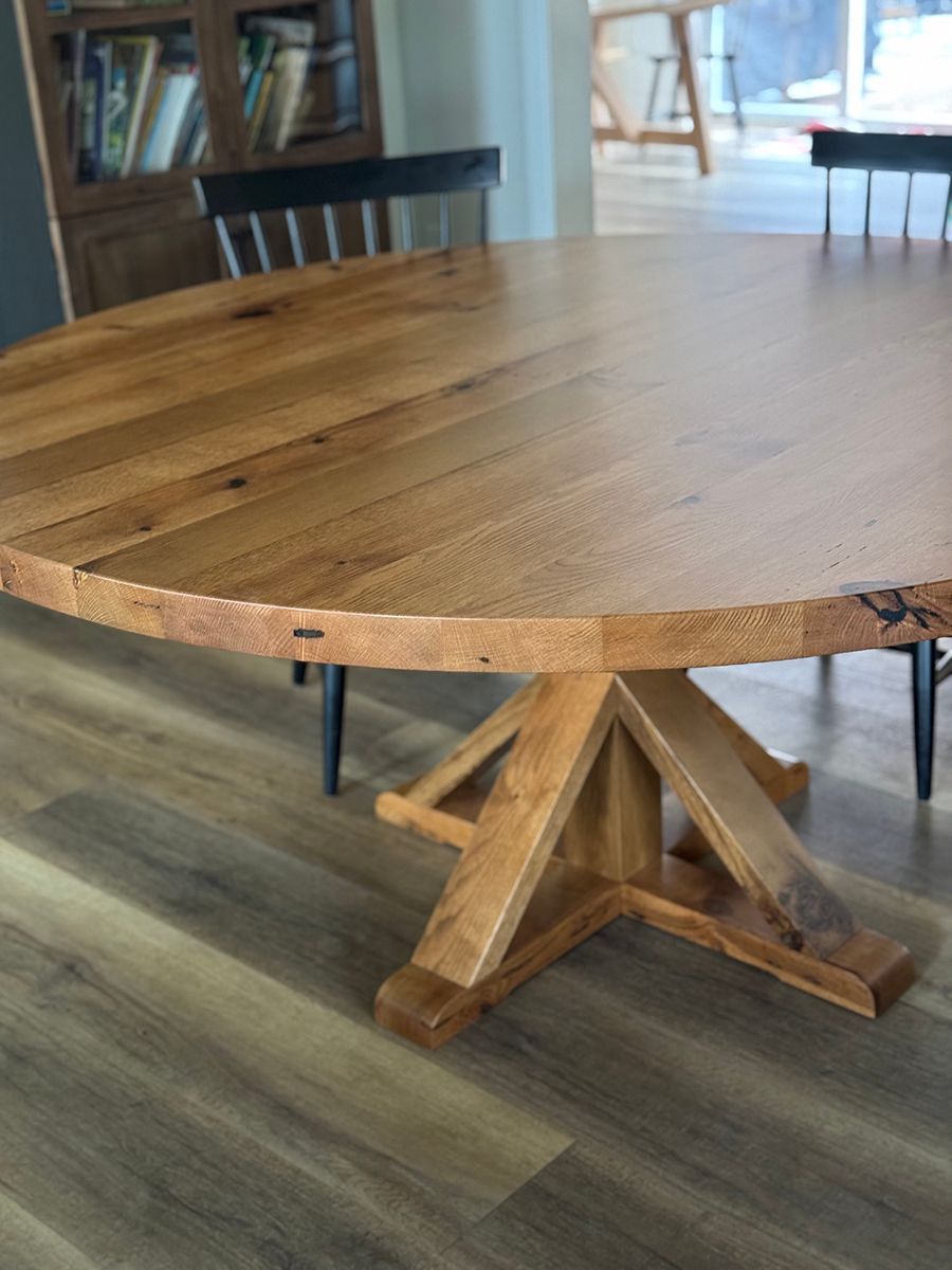 Natural Oak Round Reclaimed Wood Table