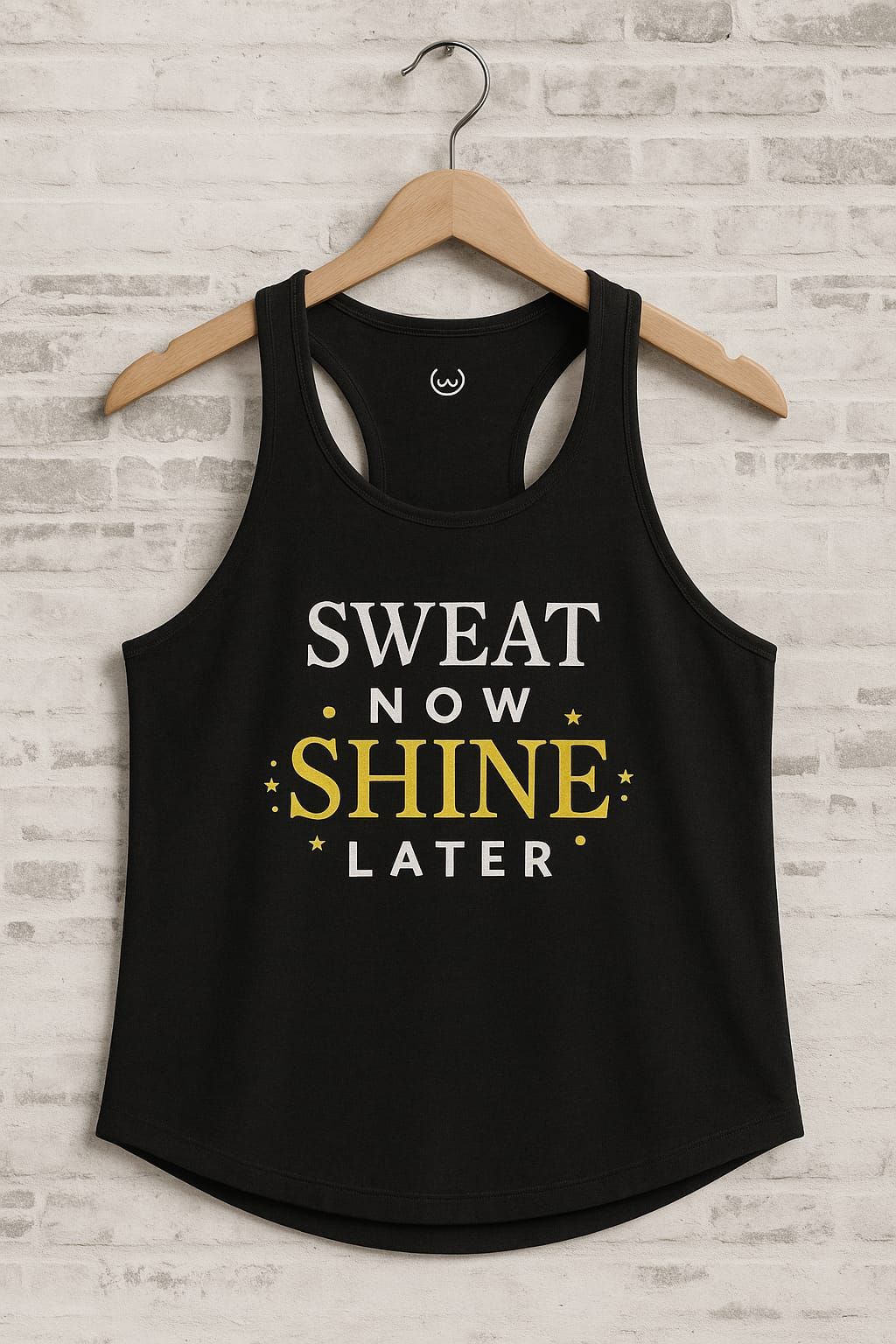 Camiseta negra sin mangas con la inscripción 