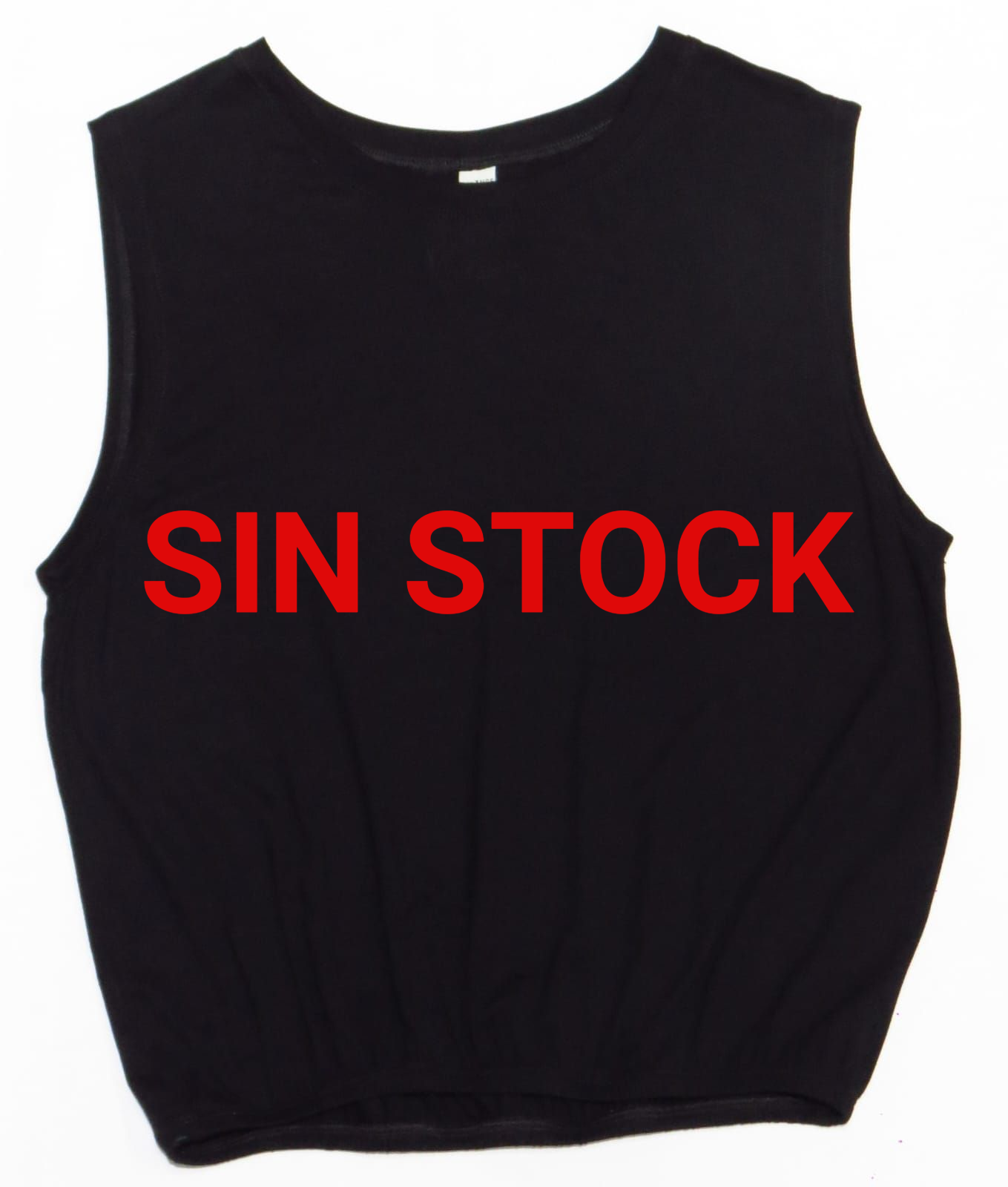 Top corto sin mangas de color verde oliva con cintura elástica fruncida y cuello redondo sobre una superficie blanca.