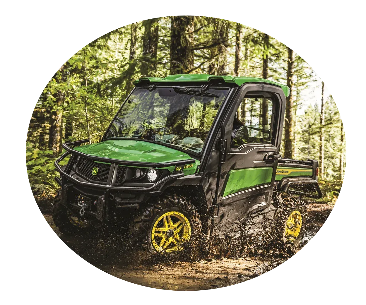 Gator 835R entering wooded area