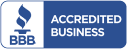 BBB Accredited Business logo with a blue flame and 