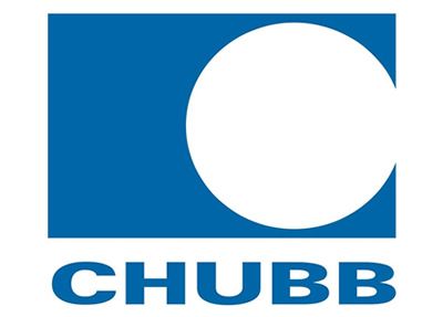 Logo of the insurance company Chubb: Blue square and white circle overlapping, blue text below.