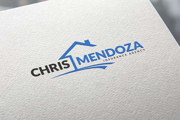 Logo for Chris Mendoza Insurance Agency: blue house outline over 