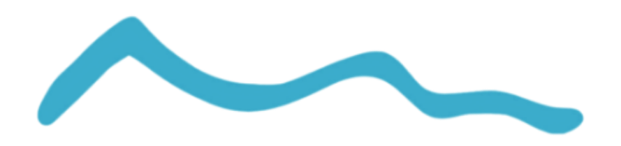 Blue, stylized, squiggly line resembling mountain peaks.